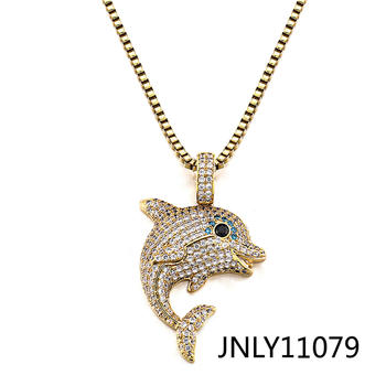 Jasen Jewelry 925 Silver Necklace Cute Dolphin Shape Pendant