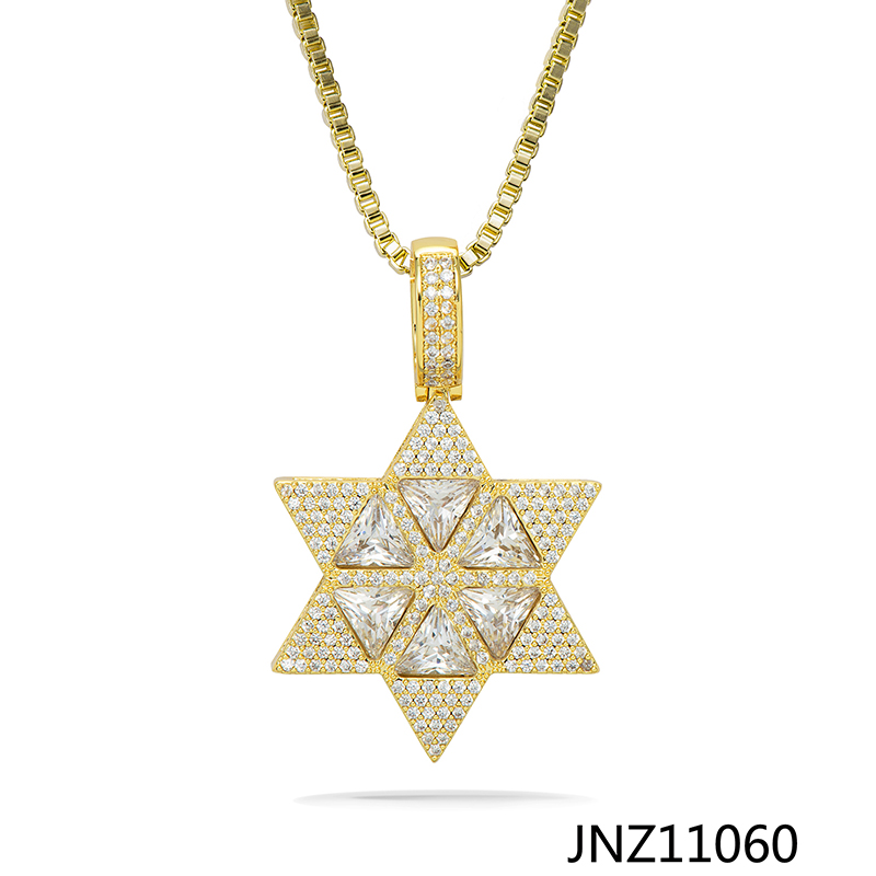 Jasen Jewelry Gold Pendant Hexagram Six-Pointed Star Pendant Necklace