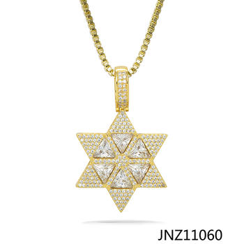 Jasen Jewelry Gold Pendant Hexagram Six-Pointed Star Pendant Necklace