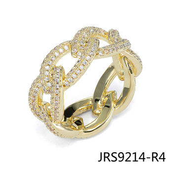 Jasen Jewelry 14K Gold Plating Mens Hiphop Chains Ring