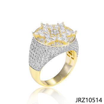 Jasen Jewelry Micro Pave Zirconia Hexagram Design Mens Ring