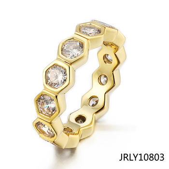 Jasen Jewelry Simple Design Hexagon Circle Ring For Women