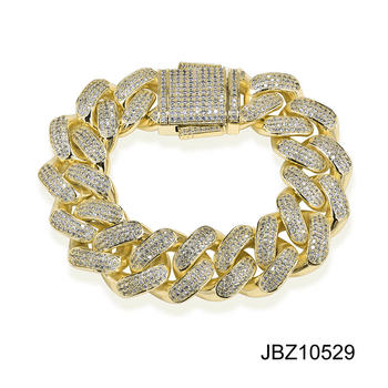 Jasen Jewelry Gold Plating Cuban Miami Chain Bracelet