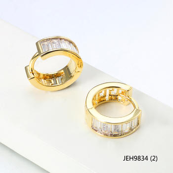 JASEN JEWELRY 14K gold zirconia cuff earrings