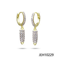 JASEN JEWELRY Bullet Shape Hoop Earrings 14k Gold Plating