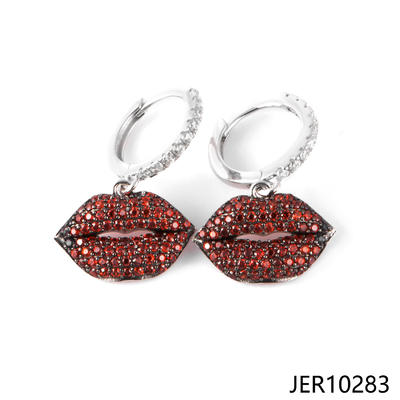 JASEN JEWELRY Sexy Red Lips Jewelry Hoop Earrings