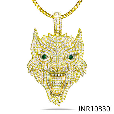 JASEN JEWELRY Wolf Design Iced Out Animal Pendant