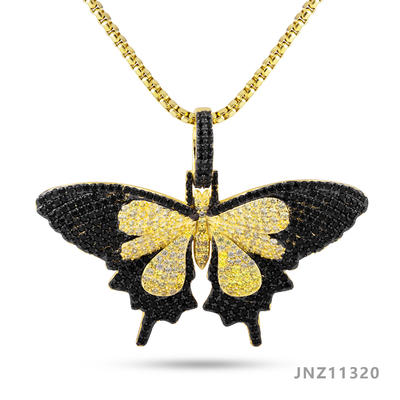 JASEN JEWELRY hip hop new trend gold plated iced out butterfly pendant necklace