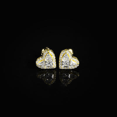 JASEN JEWELRY 925 Heart Shaped Cubic Zirconia Stud Earrings Fashion Jewelry Earrings Female Wedding Party Gift For Women's Jewelry
