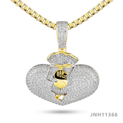 JASEN JEWELRY money bag design pendant necklace iced out jewelry