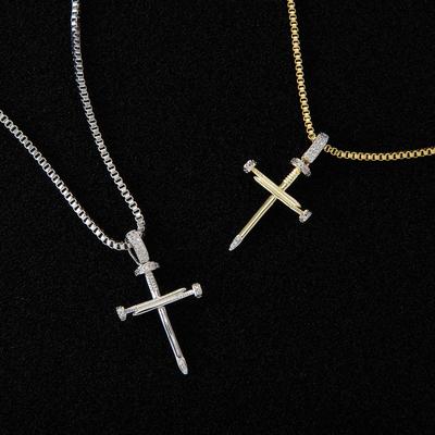 JASEN JEWELRY Simple design nail cross pendant necklace 925 silver jewelry