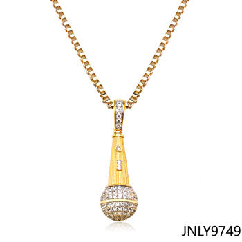 JASEN JEWELRY Microphone shape jewelry pendant gold plated necklace