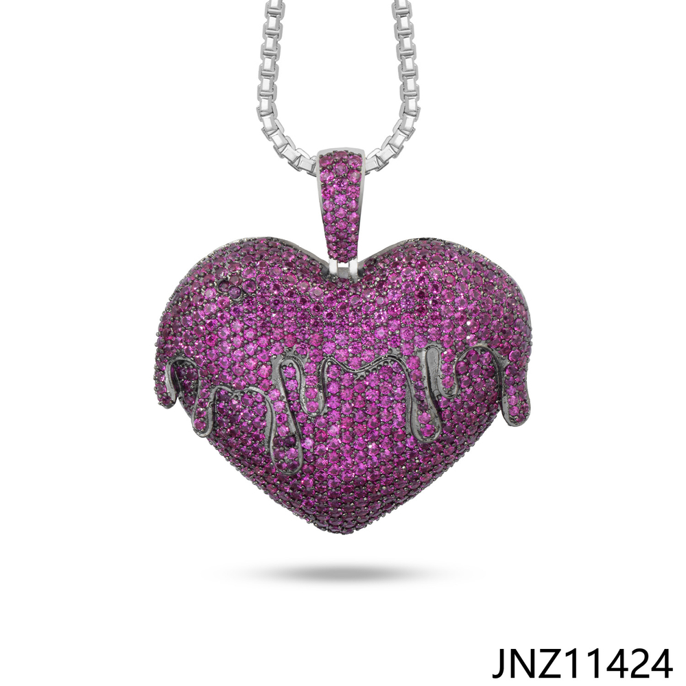 JASEN JEWELRY Iced Out Blooding Heart